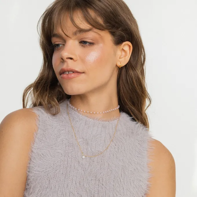 CHOKER Z KRYSZTAŁKAMI; SREBRNY POZŁACANY