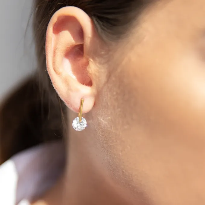 KOLCZYKI Z CYRKONIĄ ; SREBRNE POZŁACANE