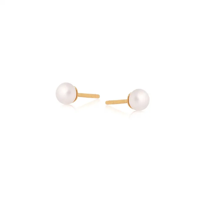 KOLCZYKI Z PERŁĄ 3,5 MM; SREBRNE POZŁACANE