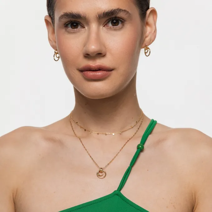 Choker z blaszkami; srebrny pozłacany
