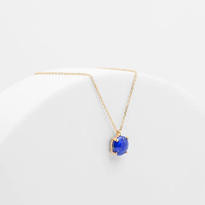 NASZYJNIK Z LAPIS LAZULI; SREBRNY POZŁACANY