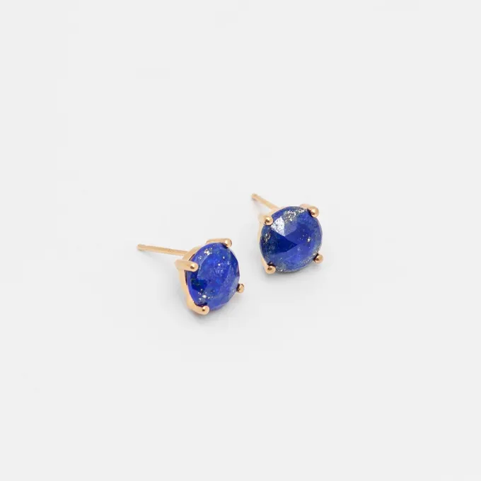 KOLCZYKI Z LAPIS LAZULI; SREBRNE POZŁACANE