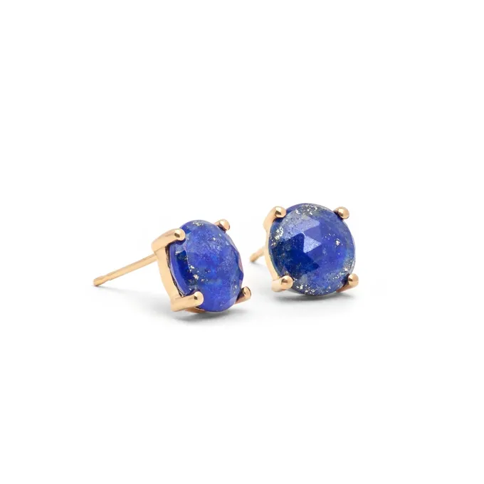 KOLCZYKI Z LAPIS LAZULI; SREBRNE POZŁACANE