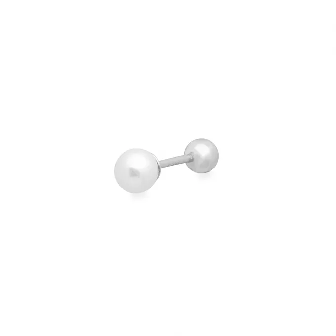 Kolczyki z perłą; 4 mm, srebrny