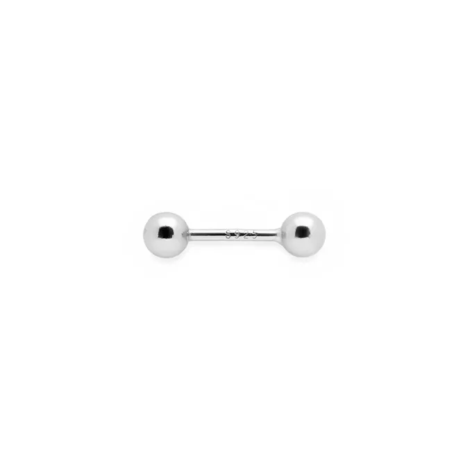 KOLCZYK Z KULECZKAMI 4 MM; DWUSTRONNY, SREBRNY
