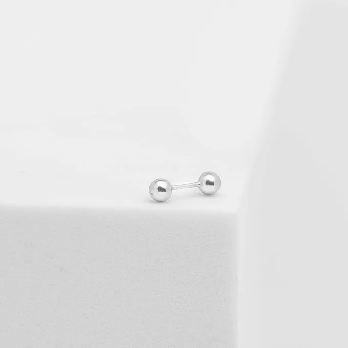 KOLCZYK Z KULECZKAMI 4 MM; DWUSTRONNY, SREBRNY