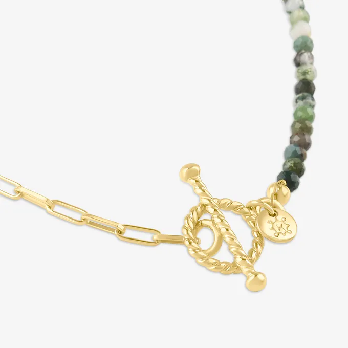 Choker z agatem indyjskim; srebrny pozłacany