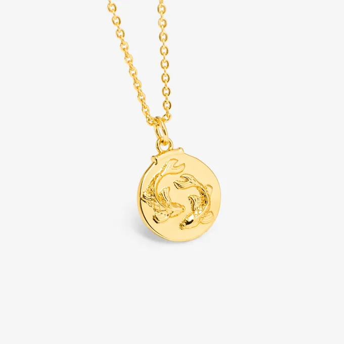 Naszyjnik Ryby; znak zodiaku pozłacany