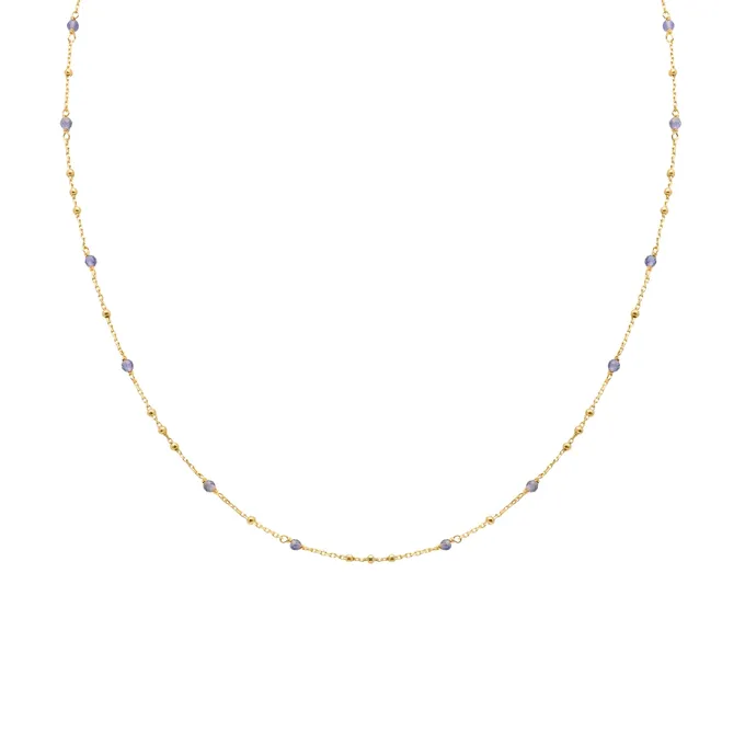Choker z lolitem; i kuleczkami, srebrny pozłacany