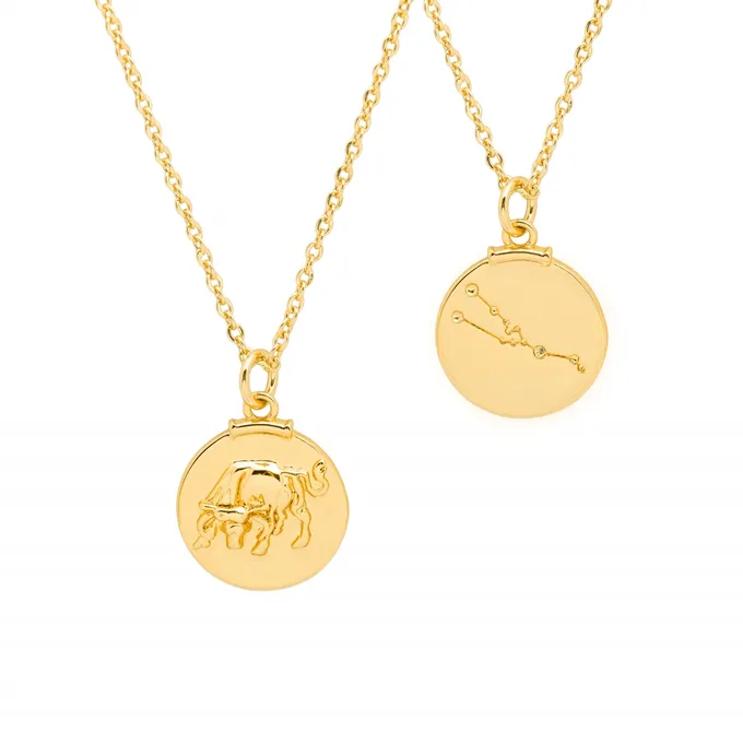 Naszyjnik Byk; znak zodiaku pozłacany