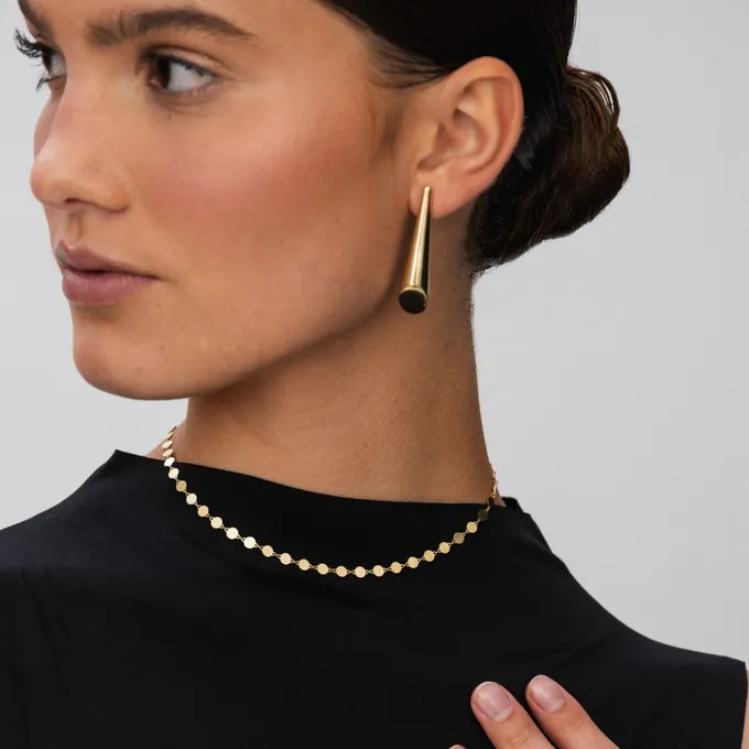 Choker z blaszek; srebrny pozłacany