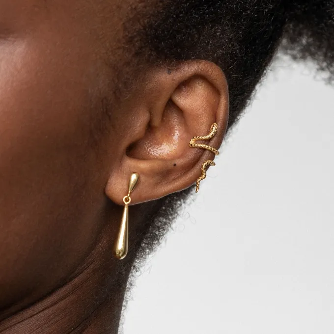 Nausznica wąż; srebrna pozłacana