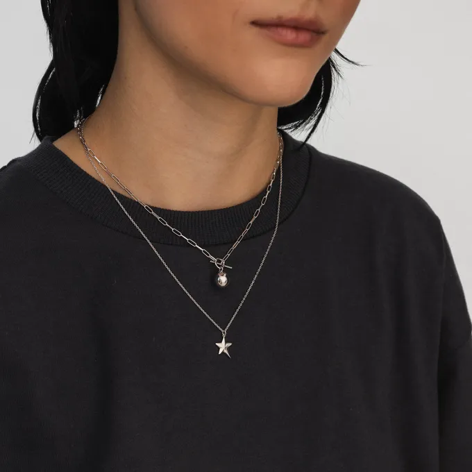 Choker z kulką; srebrny