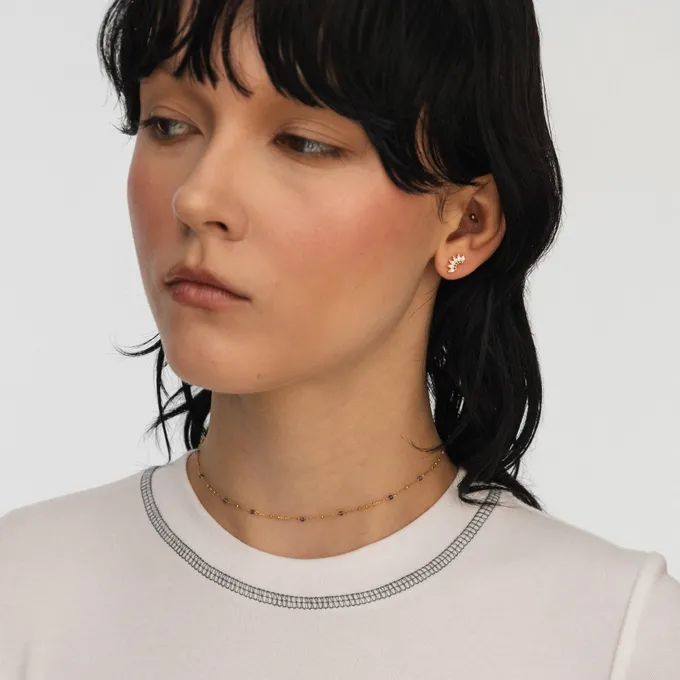 Choker z lolitem; i kuleczkami, srebrny pozłacany