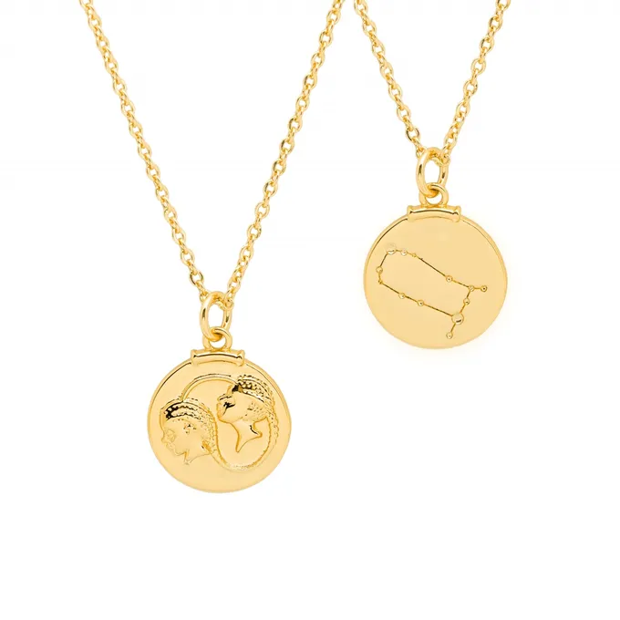 Naszyjnik Bliźnięta; znak zodiaku pozłacany