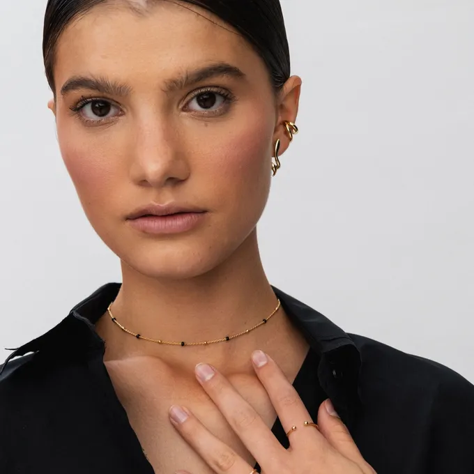 Choker z kuleczkami; i emalią, srebrny pozłacany