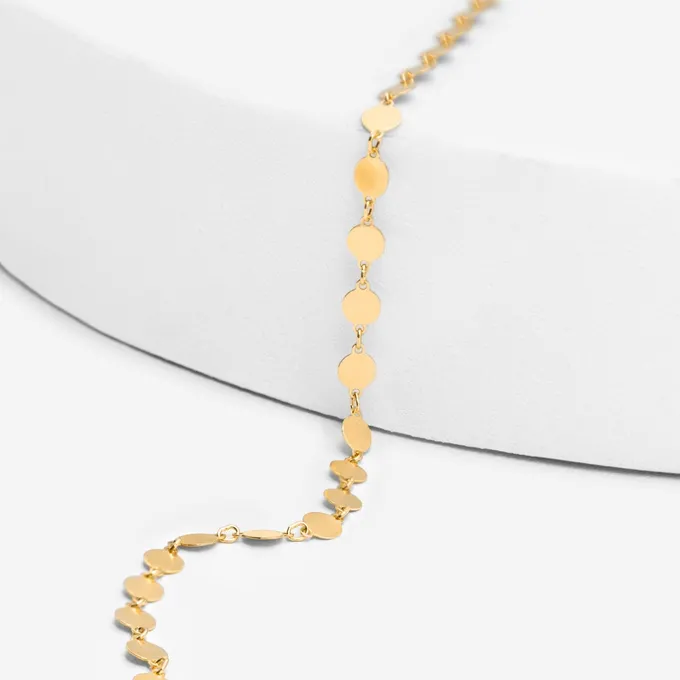 Choker z blaszek; srebrny pozłacany