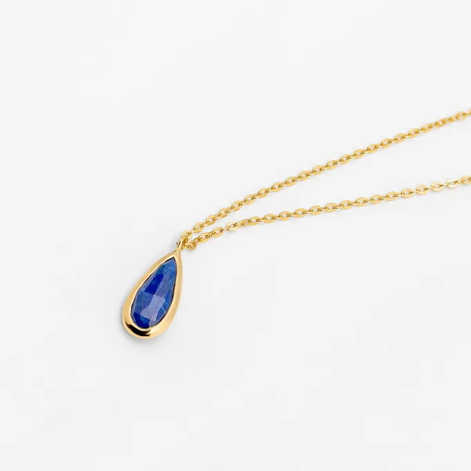 Naszyjnik z lapis lazuli; srebrny pozłacany