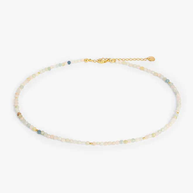 CHOKER Z MORGANITU; SREBRNY POZŁACANY