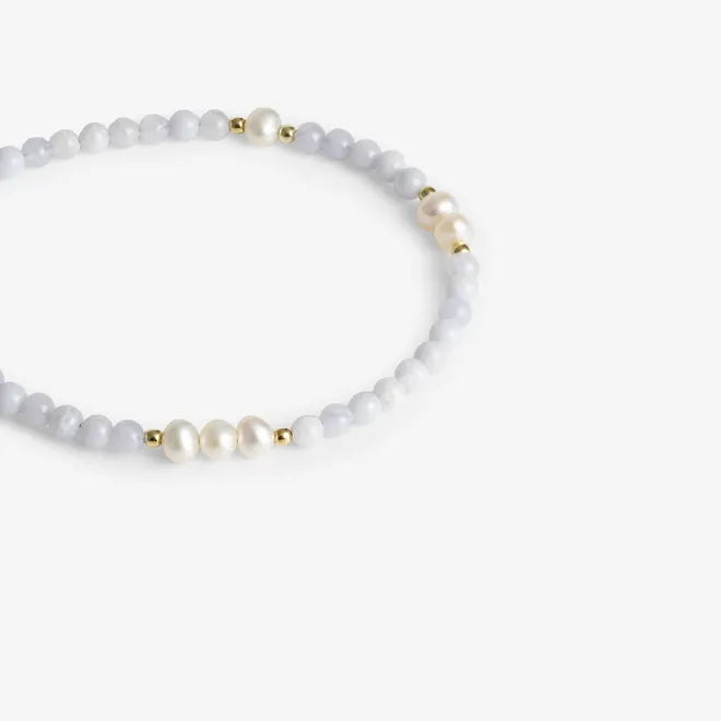 Bransoletka z kamieniem chalcedonu; srebrna pozłacana