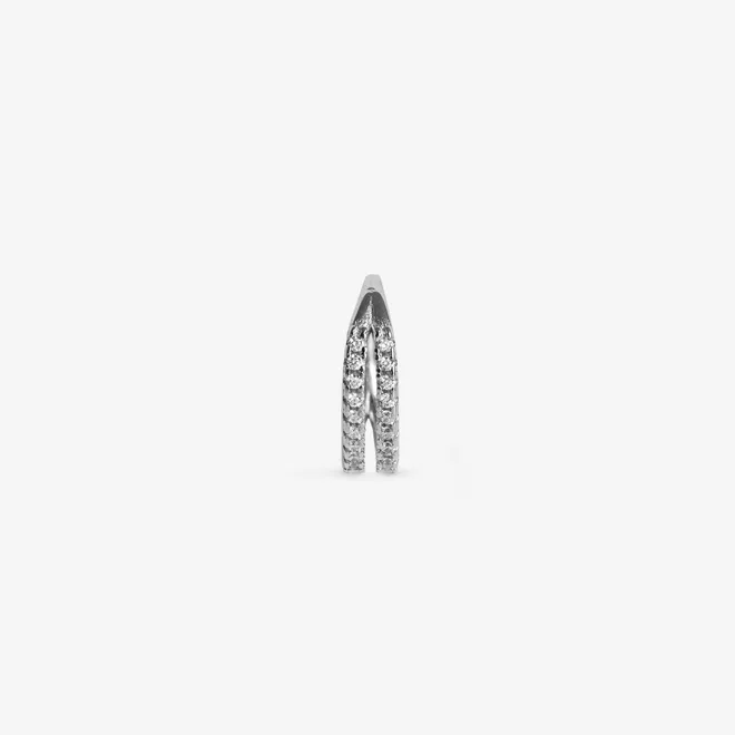 Kolczyk kółeczko podwójne 1,3 cm; z cyrkoniami, srebrny