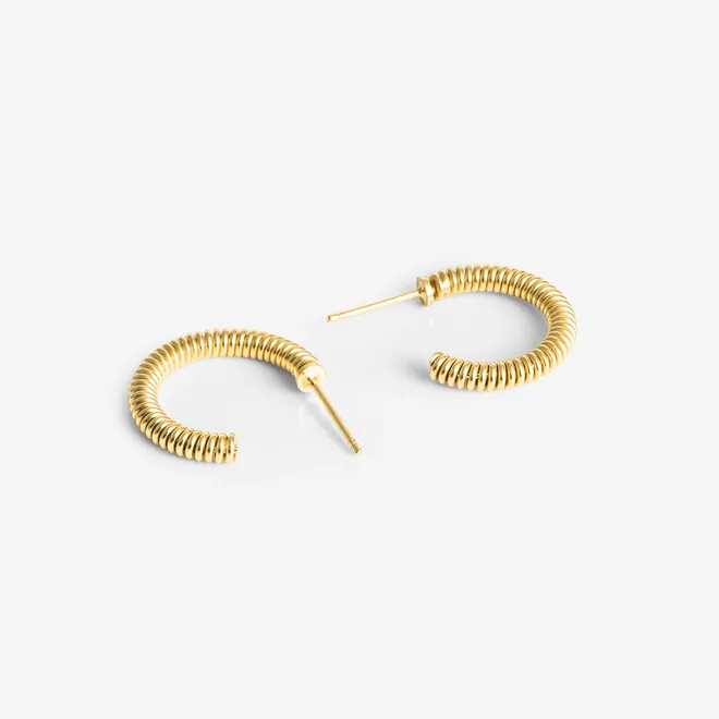 Kolczyki kółka 2 cm spirale; srebrne pozłacane
