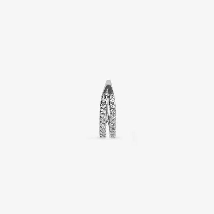 Kolczyk kółeczko podwójne 1,3 cm; z cyrkoniami, srebrny