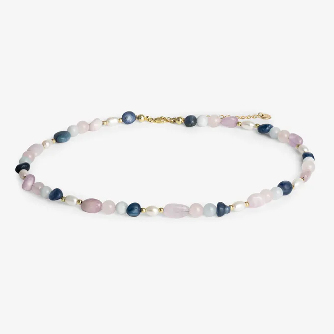 Choker z kamieniami; srebrny pozłacany