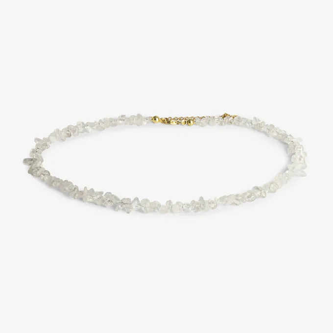 Choker z kryształem górskim; srebrny pozłacany