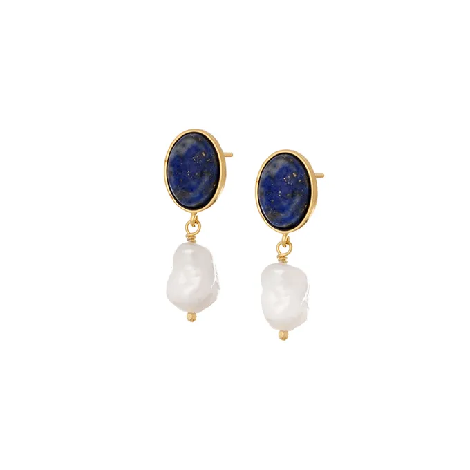 Zestaw stylizacji ucha; z lapis-lazuli i perłą